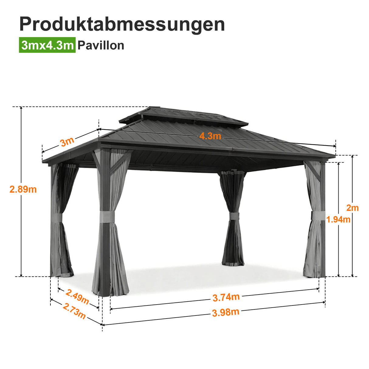 Patioslife Luxury Haven Hardtop-Pavillon aus Aluminium – 12x12 cm starke Pfosten, integrierte Entwässerung & doppelt belüftetes Dach mit Vorhängen