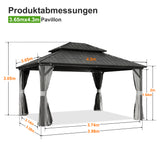 Patioslife Luxury Haven Hardtop-Pavillon aus Aluminium – 12x12 cm starke Pfosten, integrierte Entwässerung & doppelt belüftetes Dach mit Vorhängen