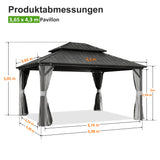 Patioslife Haven Aluminium-Pavillon – Hartdach, Entwässerung & Doppelbelüftung – Mit Vorhängen, Luxus-Garten-Pergola