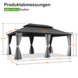 Patioslife Haven Pergola – Aluminium, Doppelbelüftung & Entwässerung – Elegantes Design mit Vorhängen für Terrasse