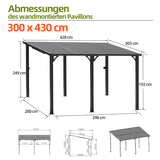 Patioslife Haven™ Hardtop-Pavillon aus Aluminium – wandmontiert mit festem Dach, für Garten und Terrasse