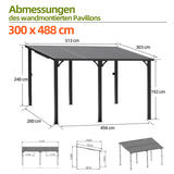 Patioslife Haven™ Hardtop-Pavillon aus Aluminium – wandmontiert mit festem Dach, für Garten und Terrasse