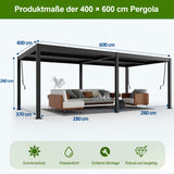 Patioslife Atlantic™ Aluminium-Lamellenpergola – freistehende Pergola mit verstellbarem Lamellendach