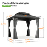 Patioslife Luxury Haven Hardtop-Pavillon aus Aluminium – 12x12 cm starke Pfosten, integrierte Entwässerung & doppelt belüftetes Dach mit Vorhängen