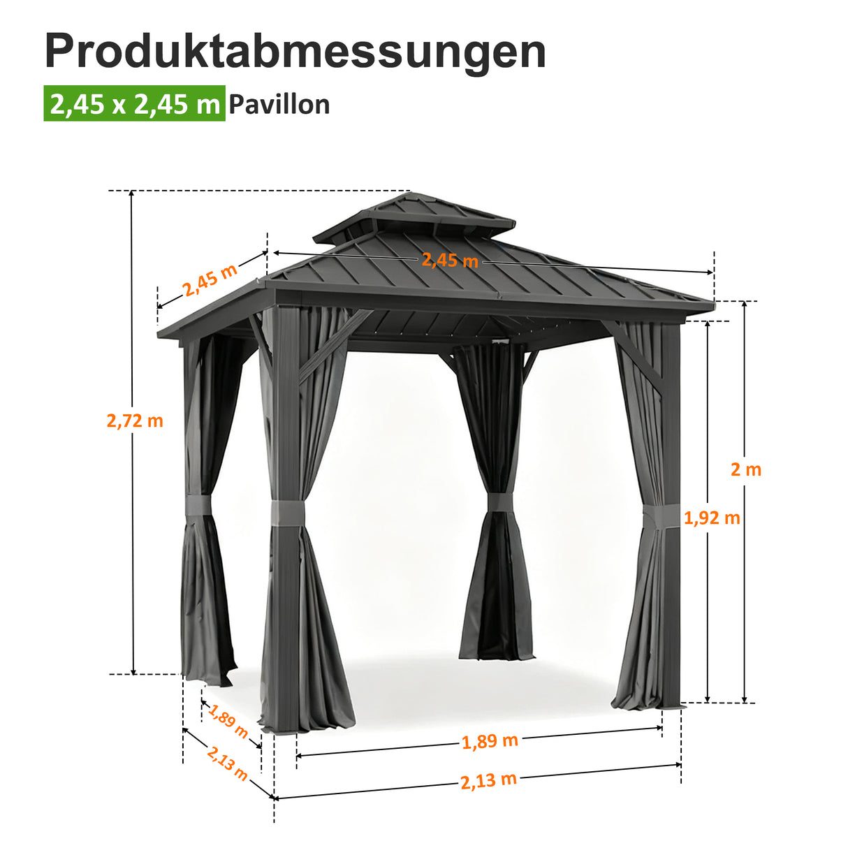 Patioslife Haven Pergola – Aluminium, Doppelbelüftung & Entwässerung – Elegantes Design mit Vorhängen für Terrasse