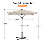Patioslife Sonnenschirm – quadratisch & rund | Robuster Aluminiummast, doppelt belüftetes Schirmdach | 2,7 m, 3 m & 3,35 m
