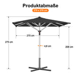Patioslife Sonnenschirm – quadratisch & rund | Robuster Aluminiummast, doppelt belüftetes Schirmdach | 2,7 m, 3 m & 3,35 m