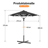 Patioslife Sonnenschirm – quadratisch & rund | Robuster Aluminiummast, doppelt belüftetes Schirmdach | 2,7 m, 3 m & 3,35 m