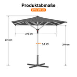 Patioslife Sonnenschirm – quadratisch & rund | Robuster Aluminiummast, doppelt belüftetes Schirmdach | 2,7 m, 3 m & 3,35 m