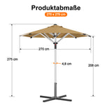Patioslife Sonnenschirm – quadratisch & rund | Robuster Aluminiummast, doppelt belüftetes Schirmdach | 2,7 m, 3 m & 3,35 m