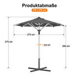 Patioslife Sonnenschirm – quadratisch & rund | Robuster Aluminiummast, doppelt belüftetes Schirmdach | 2,7 m, 3 m & 3,35 m