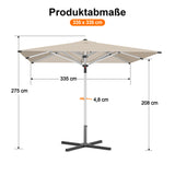 Patioslife Sonnenschirm – quadratisch & rund | Robuster Aluminiummast, doppelt belüftetes Schirmdach | 2,7 m, 3 m & 3,35 m