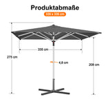Patioslife Sonnenschirm – quadratisch & rund | Robuster Aluminiummast, doppelt belüftetes Schirmdach | 2,7 m, 3 m & 3,35 m