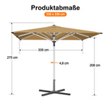 Patioslife Sonnenschirm – quadratisch & rund | Robuster Aluminiummast, doppelt belüftetes Schirmdach | 2,7 m, 3 m & 3,35 m