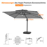 Patioslife Aegis Pro Ampelschirm mit LED-Beleuchtung – verstärkte, pulverbeschichtete Aluminiumkonstruktion für Garten und Terrasse