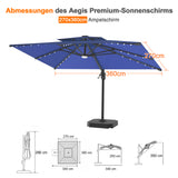 Patioslife Aegis Pro Ampelschirm mit LED-Beleuchtung – verstärkte, pulverbeschichtete Aluminiumkonstruktion für Garten und Terrasse