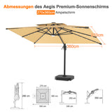 Patioslife Aegis Pro Ampelschirm mit LED-Beleuchtung – verstärkte, pulverbeschichtete Aluminiumkonstruktion für Garten und Terrasse