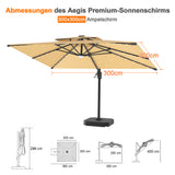 Patioslife Aegis Pro Ampelschirm mit LED-Beleuchtung – verstärkte, pulverbeschichtete Aluminiumkonstruktion für Garten und Terrasse