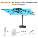 Patioslife Aegis Pro Ampelschirm -moderner Sonnenschirm mit Kreuzfuß und verstärktem Aluminiumgestell für Garten und Terrasse.