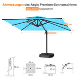 Patioslife Aegis Pro Ampelschirm -moderner Sonnenschirm mit Kreuzfuß und verstärktem