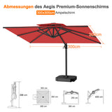 Patioslife Aegis Pro Ampelschirm -moderner Sonnenschirm mit Kreuzfuß und verstärktem