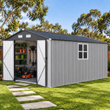 Patioslife YardVault Pro Gerätehaus Metall mit Fenster und abschließbarer Tür – aus verzinktem Stahl, rostgeschützt, extra stabil