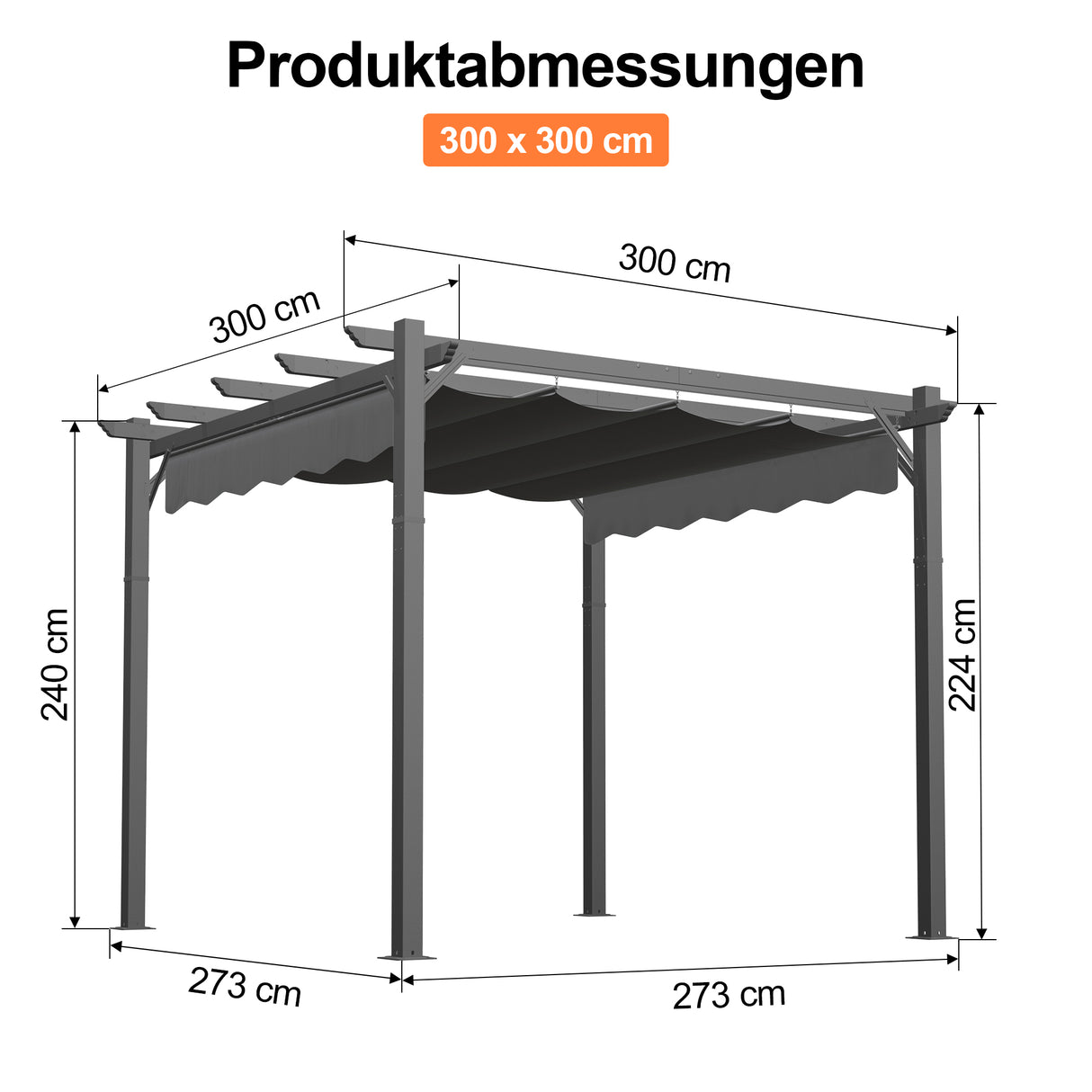 Patioslife Atlantic Pergola mit verstellbarem Sonnendach – Robuste Terrassenüberdachung für Garten und Terrasse