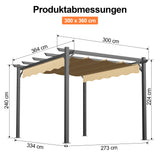 Patioslife Atlantic Pergola mit verstellbarem Sonnendach – Robuste Terrassenüberdachung für Garten und Terrasse