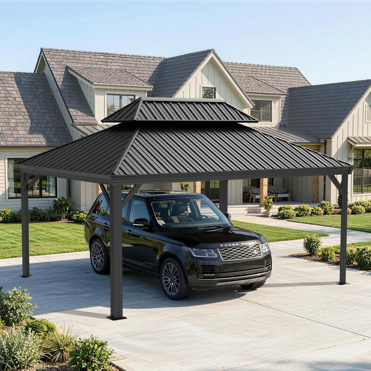 Patioslife Aluminium-Carport mit Stahldach – Wetterfester Fahrzeug-Unterstand für Auto, Motorrad & Wohnmobil