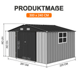 Patioslife YardVault Pro Gerätehaus Metall mit Fenster und abschließbarer Tür – aus verzinktem Stahl, rostgeschützt, extra stabil