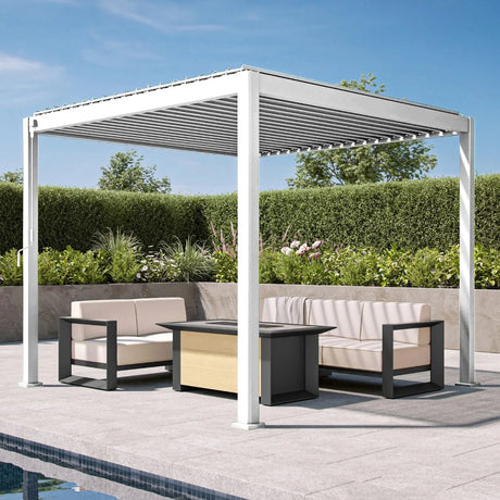 Patioslife Atlantic™ Aluminium-Lamellenpergola – freistehende Pergola mit verstellbarem Lamellendach