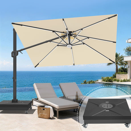 Patioslife Aegis Signature Drehbarer Ampelschirm mit verstellbarem Neigungswinkel | Großer Sonnenschirm für Garten, Terrasse & Poolbereich | Inkl. Premium-Schutzhülle