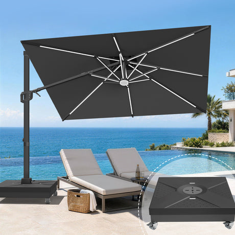 Patioslife Aegis Signature Drehbarer Ampelschirm mit verstellbarem Neigungswinkel | Großer Sonnenschirm für Garten, Terrasse & Poolbereich | Inkl. Premium-Schutzhülle