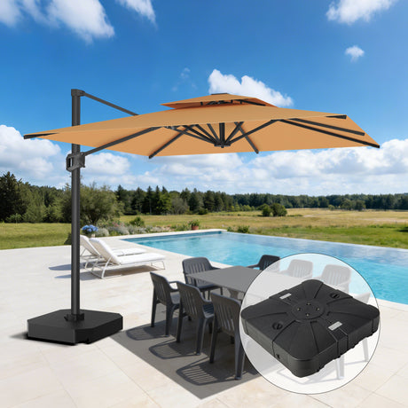 Patioslife Aegis Pro™ Ampelschirm mit Kreuzfuß – moderner Sonnenschirm mit pulverbeschichteter Aluminiumkonstruktion für Garten und Terrasse
