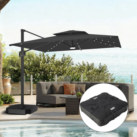 Patioslife Aegis Pro Ampelschirm mit LED-Beleuchtung – verstärkte, pulverbeschichtete Aluminiumkonstruktion für Garten und Terrasse