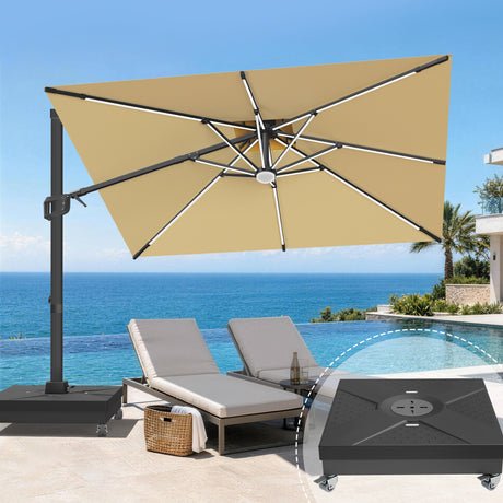 Patioslife Aegis Signature Drehbarer Ampelschirm mit verstellbarem Neigungswinkel | Großer Sonnenschirm für Garten, Terrasse & Poolbereich | Inkl. Premium-Schutzhülle