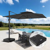 Patioslife Aegis Pro Ampelschirm -moderner Sonnenschirm mit Kreuzfuß und verstärktem Aluminiumgestell für Garten und Terrasse.