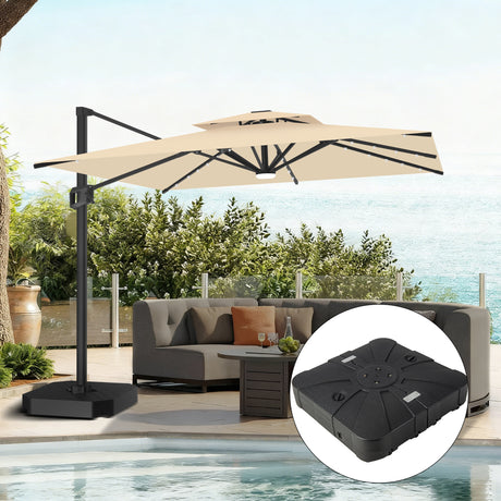 Patioslife Aegis Pro Ampelschirm mit LED-Beleuchtung – verstärkte, pulverbeschichtete Aluminiumkonstruktion für Garten und Terrasse