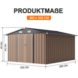 Patioslife Metallgerätehaus mit Satteldach aus verzinktem Stahlblech – wetterfester Geräteschuppen für Gartengeräte