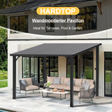 Patioslife Haven™ Hardtop-Pavillon aus Aluminium – wandmontiert mit festem Dach, für Garten und Terrasse