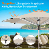 Patioslife Sonnenschirm – quadratisch & rund | Robuster Aluminiummast, doppelt belüftetes Schirmdach | 2,7 m, 3 m & 3,35 m