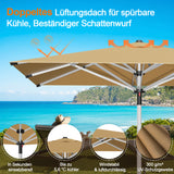 Patioslife Sonnenschirm – quadratisch & rund | Robuster Aluminiummast, doppelt belüftetes Schirmdach | 2,7 m, 3 m & 3,35 m
