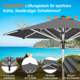 Patioslife Sonnenschirm – quadratisch & rund | Robuster Aluminiummast, doppelt belüftetes Schirmdach | 2,7 m, 3 m & 3,35 m