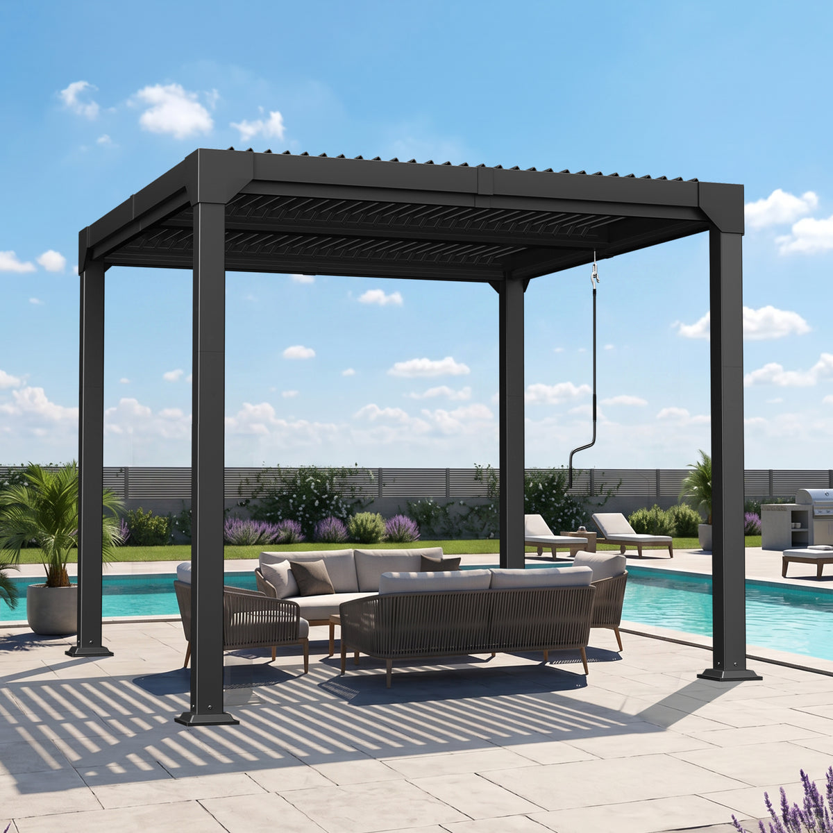 Patioslife Atlantic Aluminium-Lamellenpergola – freistehende Pergola mit verstellbarem Lamellendach