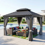 Patioslife Haven Gartenpavillon – Outdoor-Lounge mit Doppelbelüftung & Sichtschutzvorhängen – Eleganz & Komfort