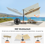 Patioslife Aegis Signature Drehbarer Ampelschirm mit verstellbarem Neigungswinkel | Großer Sonnenschirm für Garten, Terrasse & Poolbereich | Inkl. Premium-Schutzhülle