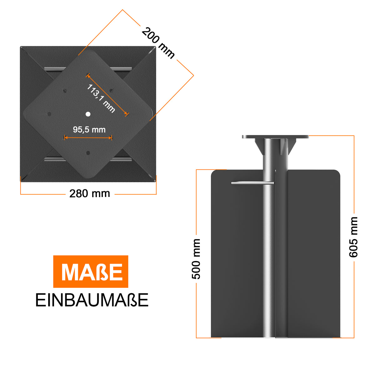 Patioslife Aegis Bodenhülse für Ampelschirme – 60 cm tief, doppelbeschichteter Stahl, feste Verankerung in Beton, windstabil