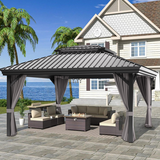 Patioslife Haven Gartenpavillon – Outdoor-Lounge mit Doppelbelüftung & Sichtschutzvorhängen – Eleganz & Komfort