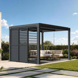 Patioslife Atlantic Series Pergola-Seitenwand aus Aluminium mit verstellbaren Lamellen – Sicht-, Sonnen- und Windschutz