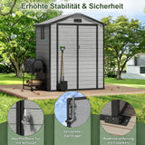 Patioslife YardVault Gerätehaus aus wetterfestem Kunstharz – mit Boden, Schloss und Fenster